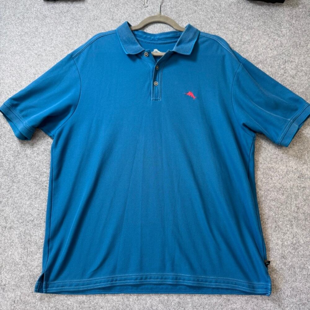 Tommy Bahama Polo Shirt Mens XL TG Blue Short Sleeve IslandZone Stretch Golf